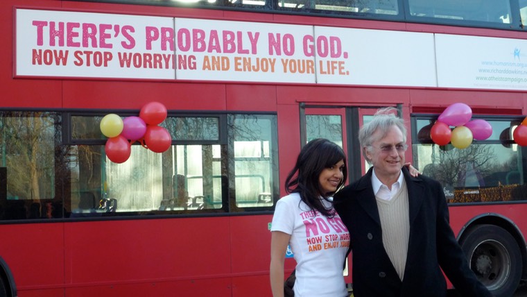 Ariane Sherine and Richard Dawkins at the Atheist Bus Campaign launch